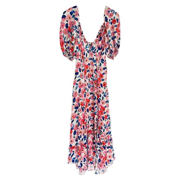 For Love and Lemons Gianna Midi Dress‎ Pink Print - Picture 6 of 9